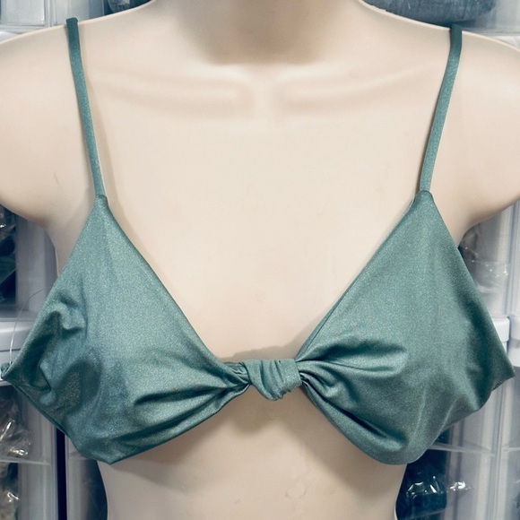 New! SPIRITUAL GANGSTER bikini twist top size large blue green - Picture 1 of 5